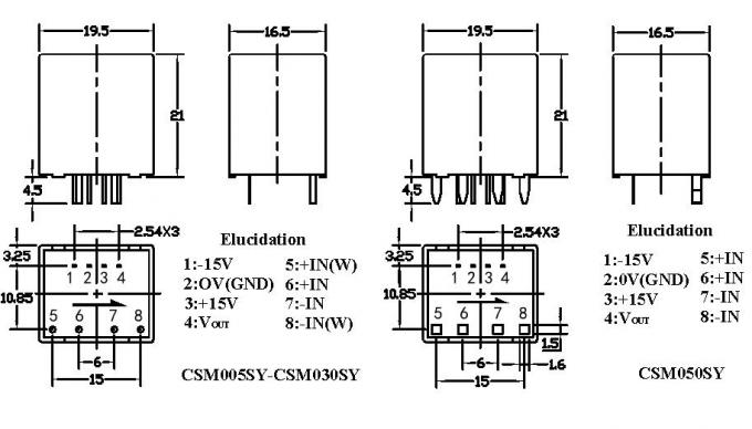 выход поставки 4В ± 15В датчика течения короткозамкнутого витка держателя ПКБ 50А