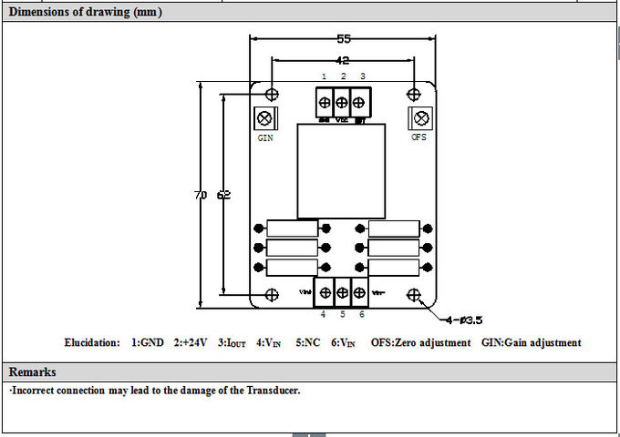 ПКБ устанавливает выход А-ВСМ800ДАТ датчика 4-20мА напряжения тока эффекта Холла